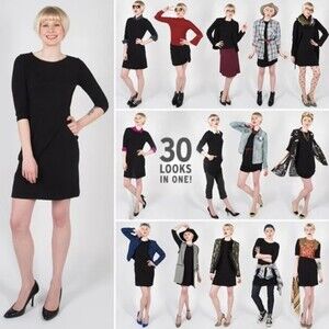 Betabrand 30 Day Travel Knit Dress Gray Ruched 3/4 Sleeve XS